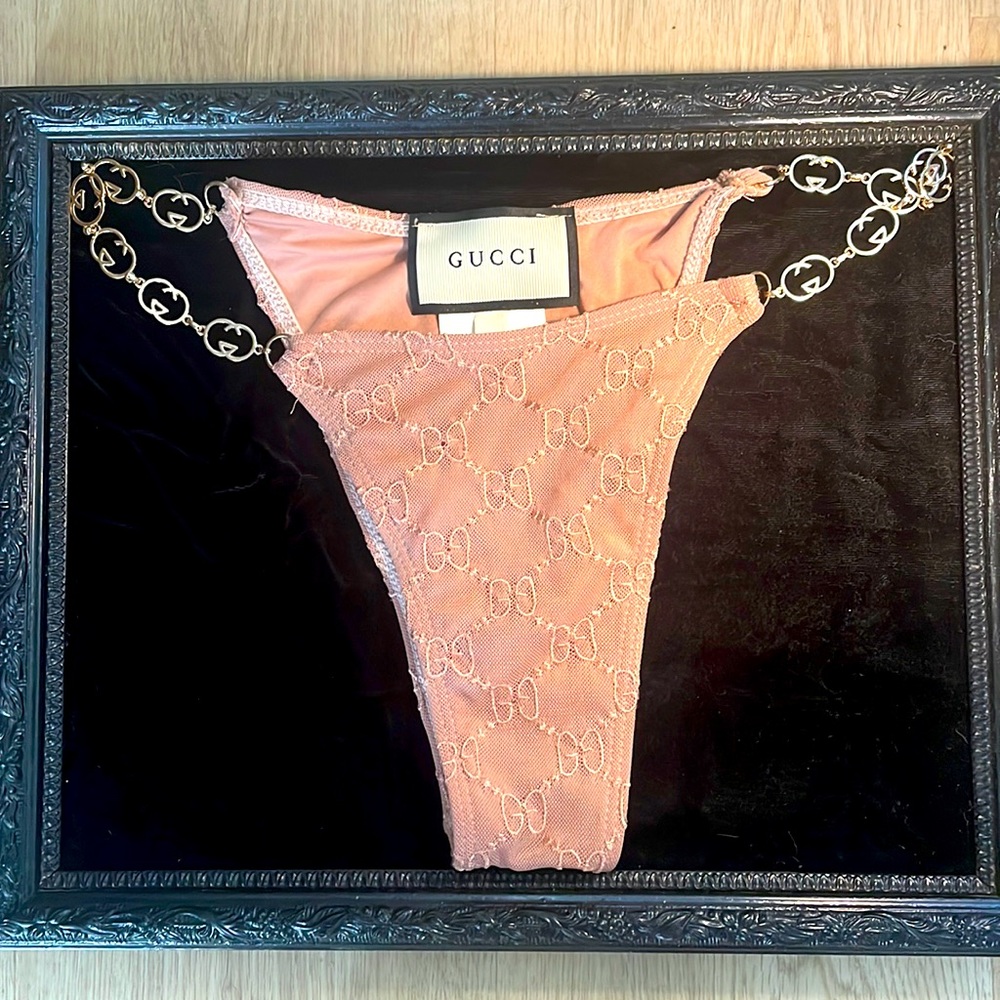 Gucci Bathing Suit Bottoms Large with Gucci Emblem Embroidered